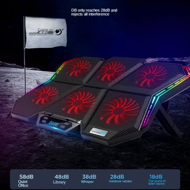 COOLCOLD RGB Notebook Radiator Six Fan Adjustable Laptop Cooling Base 5V Touch 12 Symphony Version - Computer & Networking by COOLCOLD | Online Shopping UK | buy2fix