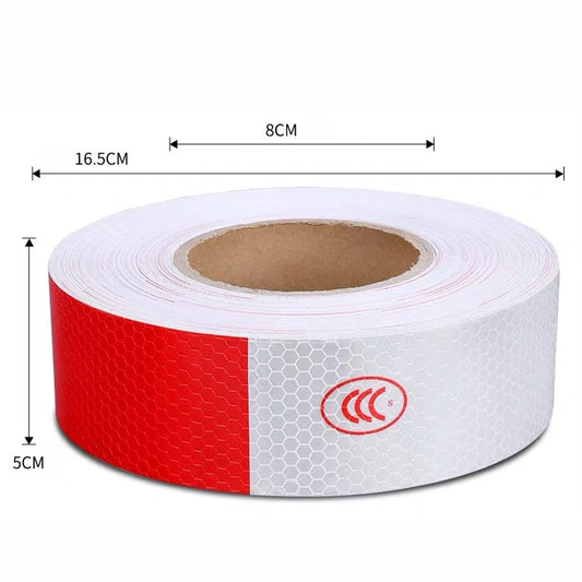 Red And White Car Reflective Film Annual Inspection Of The Car Body Stickers Road Reflective Barlights, Specification: A Roll by buy2fix