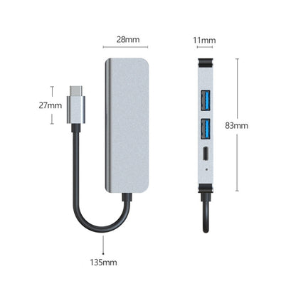 4 In 1 USB-C / Type-C To 4K HDMI + USB 3.0 + USB 2.0 + PD USB-C / Type-C Charging Ports Multifunctional HUB Docking Station - Computer & Networking by buy2fix | Online Shopping UK | buy2fix