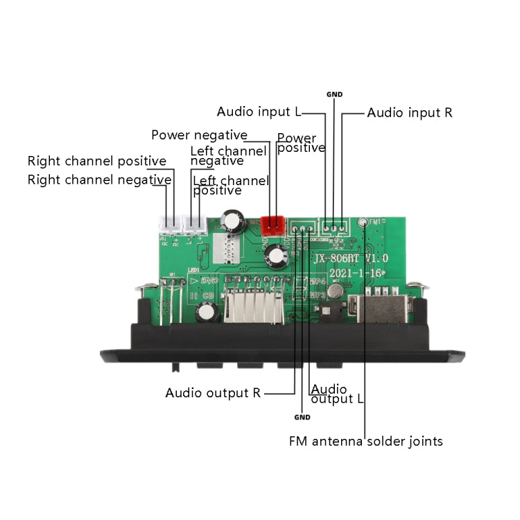 5/12V Folder Play With Power Amplifier MP3 Decoding Board With Recording Call Loss Motherboard With Bluetooth(Black) - Car MP3 & MP4 & MP5 by buy2fix | Online Shopping UK | buy2fix