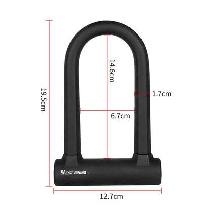 West Biking Bike Lock Motorcycle Wire Lock Anti-Hydraulic Pressure Cut Anti-Theft Lock, Specification: U-shaped Lock+Cable - Bicycle Locks & Bicycle Pumps by WEST BIKING | Online Shopping UK | buy2fix