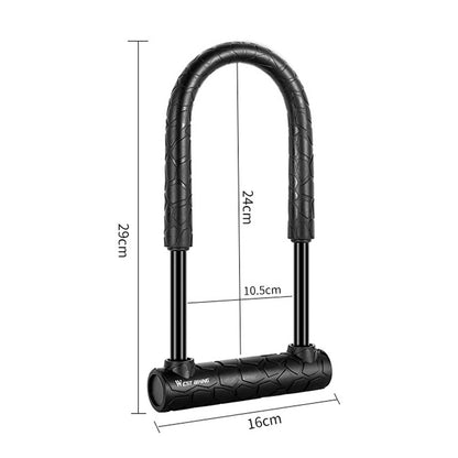 WEST BIKING Bicycle Lock Motorcycle Electric Car Anti-Theft Lock, Specification: Long U-shaped Lock - Bicycle Locks & Bicycle Pumps by WEST BIKING | Online Shopping UK | buy2fix