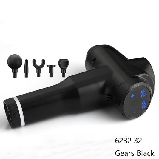 Muscles Relax Massager Portable Fitness Equipment Fascia Gun, Specification: 6232 32 Gears Black(UK Plug) by buy2fix
