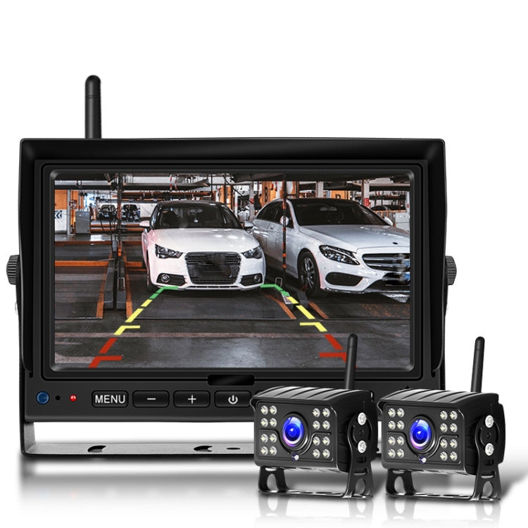 7 Inch Digital Wireless Reversing Image 1080P Video System Truck Monitoring Driving Recorder 2 Division+2 Night Video Camera - In Car by buy2fix | Online Shopping UK | buy2fix