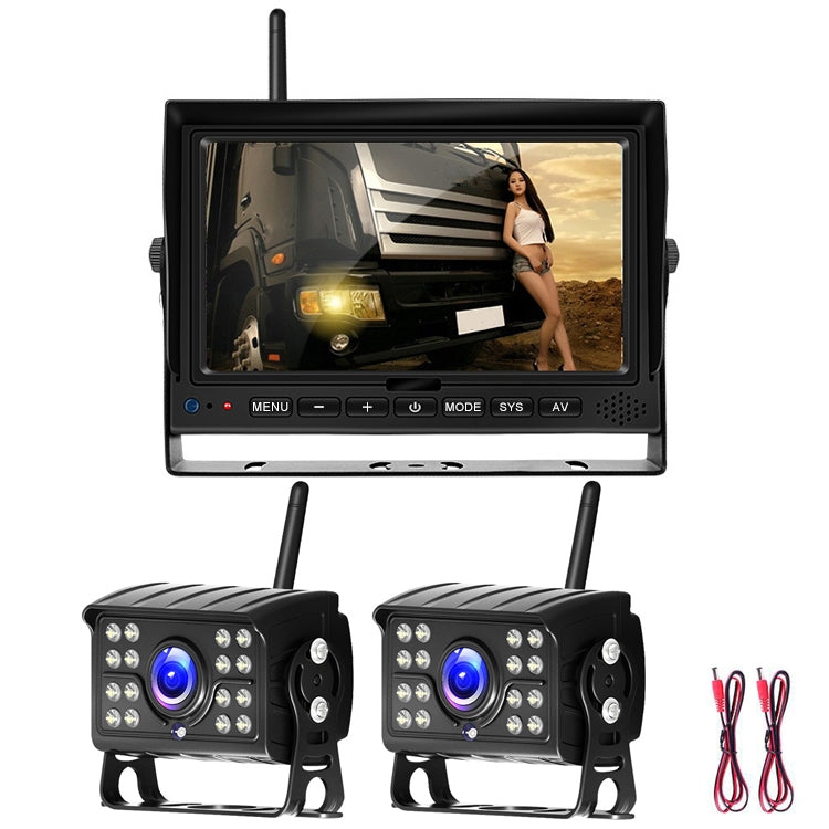 7 Inch Digital Wireless Reversing Image 1080P Video System Truck Monitoring Driving Recorder 2 Division+2 Night Video Camera - In Car by buy2fix | Online Shopping UK | buy2fix