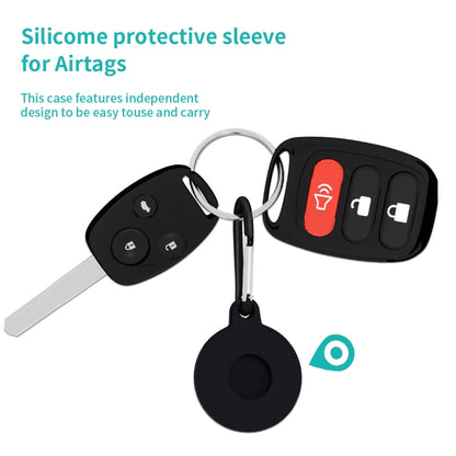 4 PCS Round Shape Shockproof Anti-scratch Silicone Protective Case with Carabiner for AirTag(Black) -  by buy2fix | Online Shopping UK | buy2fix