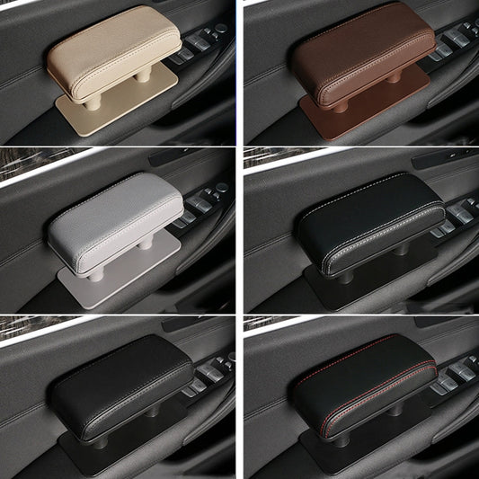 Car Arm Handle Seat Left Hand Elbow Tray Universal Leather Increasing Pad Central Armrest Box(Black+White Line) by buy2fix