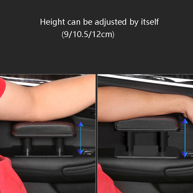 Car Arm Handle Seat Left Hand Elbow Tray Universal Leather Increasing Pad Central Armrest Box(Black+Black line) by buy2fix