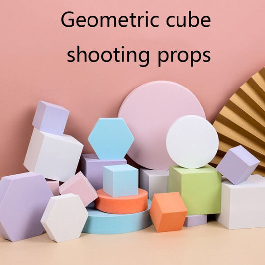 8 PCS Geometric Cube Photo Props Decorative Ornaments Photography Platform, Colour: Small Light Blue Hexagon by buy2fix