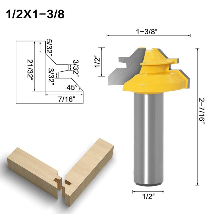 Woodworking Engraving Machine Milling Cutter 45 Degree Jointing Knife, Model: 1/2x1-3/8mm - Others by buy2fix | Online Shopping UK | buy2fix