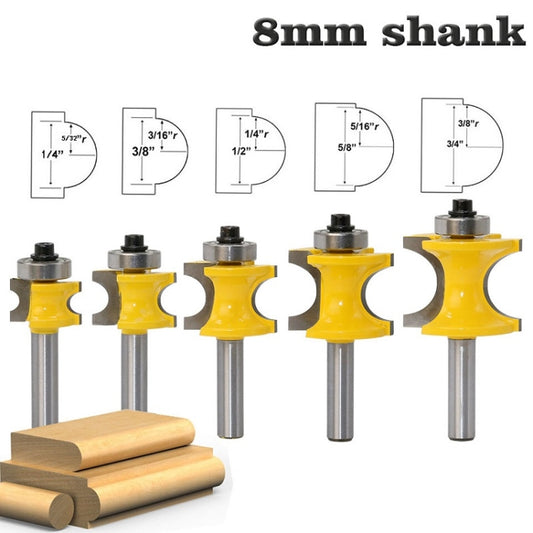 8-Shank Bearing Positive Semicircular Cutter Engraving Machine Woodworking Cutter, Model: 5 PCS/Set by buy2fix
