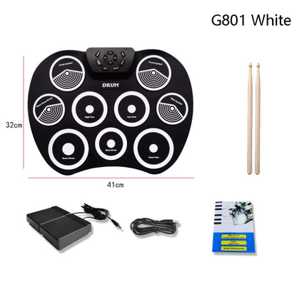 Silicone Folding Portable Hand-Rolled Drum DTX Game Strike Board(G801 White) - Percussion Instruments by buy2fix | Online Shopping UK | buy2fix