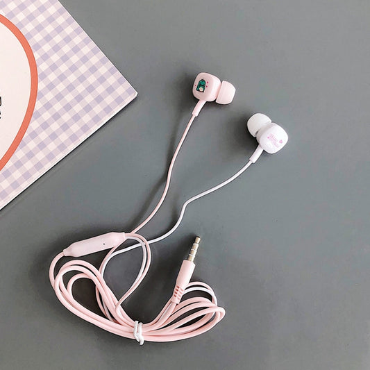 2 Pairs Cartoon Pattern Heavy Bass In-Ear Headphones Universal Wired Headphones with Microphone(Pink) by buy2fix