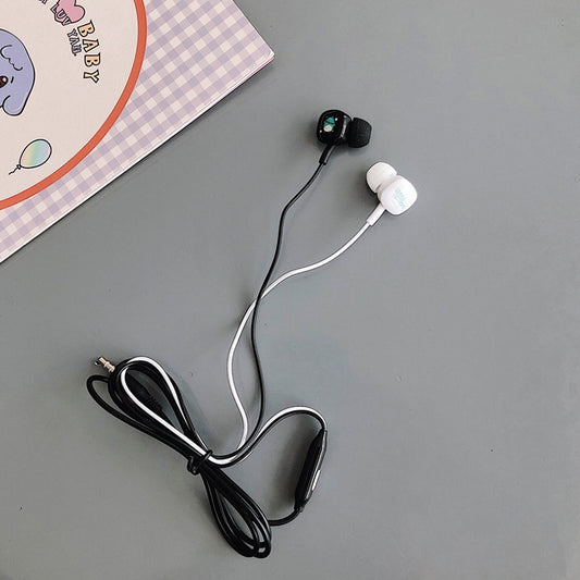 2 Pairs Cartoon Pattern Heavy Bass In-Ear Headphones Universal Wired Headphones with Microphone(Black) by buy2fix