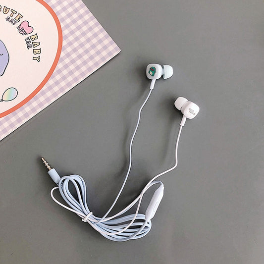 2 Pairs Cartoon Pattern Heavy Bass In-Ear Headphones Universal Wired Headphones with Microphone(Light Blue) by buy2fix