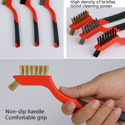 3 Sets Nylon Silk+Stainless Steel Wire+Copper Wire 7-Inch Industrial Cleaning Brush Mini Refractor Cleaning Gap Brush - Others by buy2fix | Online Shopping UK | buy2fix