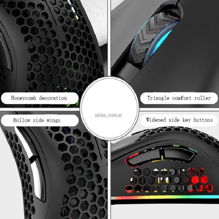 K-Snake BM600 1600 DPI 7-keys Hollow Lightweight Wireless Charging RGB Colorful Gaming Mouse(Wireless BM600 Black) - Wireless Mice by K-Snake | Online Shopping UK | buy2fix