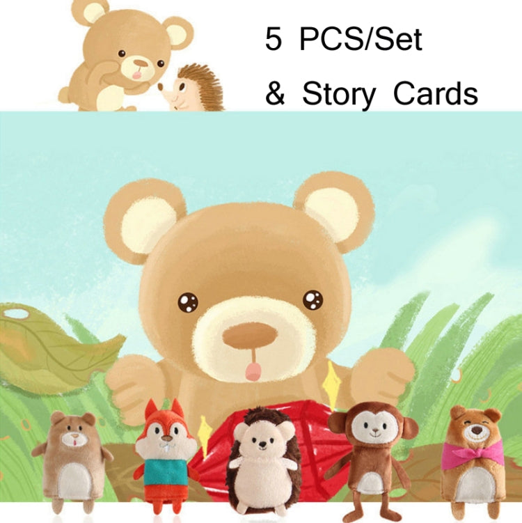 Animal Finger Dolls Plush Toys For Preschool Education, Height: 7.5cm(5 PCS/Set Little Grizzlies+Story Card) - Soft Toys by buy2fix | Online Shopping UK | buy2fix