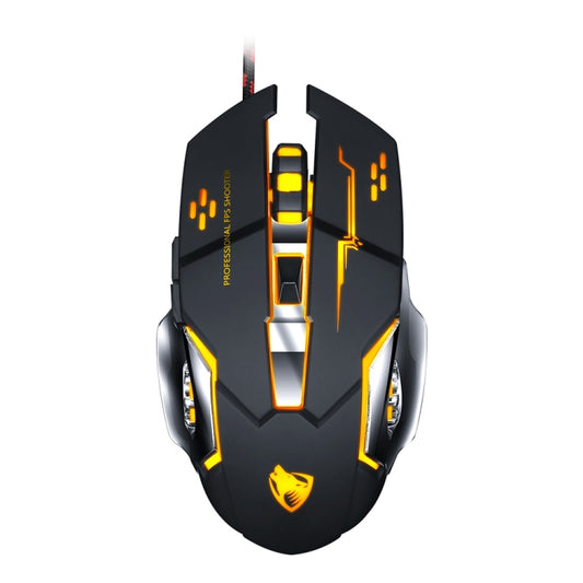 T-WOLF V6 USB Interface 6-Buttons 3200 DPI Wired Mouse Gaming Mechanical Macro Programming 7-Color Luminous Gaming Mouse, Cable Length: 1.5m( Macro Definition Audio Version Black Silver) by T-WOLF