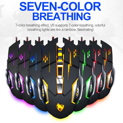 T-WOLF V6 USB Interface 6-Buttons 3200 DPI Wired Mouse Gaming Mechanical Macro Programming 7-Color Luminous Gaming Mouse, Cable Length: 1.5m(Macro Definition Audio Version Star Color) - Wired Mice by T-WOLF | Online Shopping UK | buy2fix