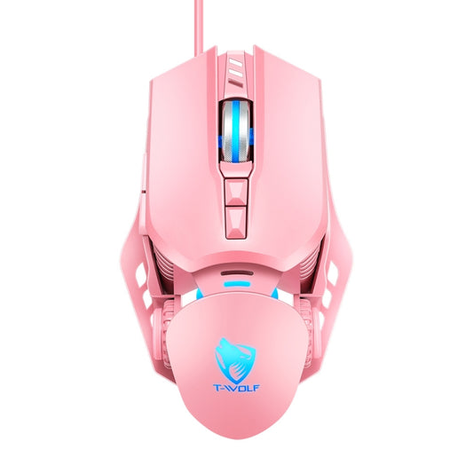 T-WOLF G530 USB Interface 7-Buttons 6400 DPI Wired Mouse Mechanical Gaming Macro Definition 4-Color Breathing Light Gaming Mouse, Cable Length: 1.5m( Pink) - Wired Mice by T-WOLF | Online Shopping UK | buy2fix