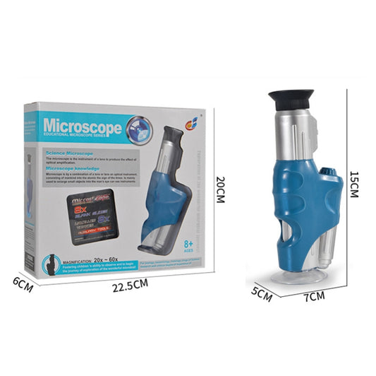 C2122 20X-60X Children Handheld Microscope Scientific Experiment Toy Outdoor Adventure STEAM Teaching Aids by buy2fix