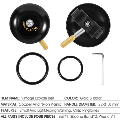 WEST BIKING P0706046B Biking Bike Bell Mountain Earth Road Dead Fly Vintage Bell(Black) - Bicycle Bells by WEST BIKING | Online Shopping UK | buy2fix