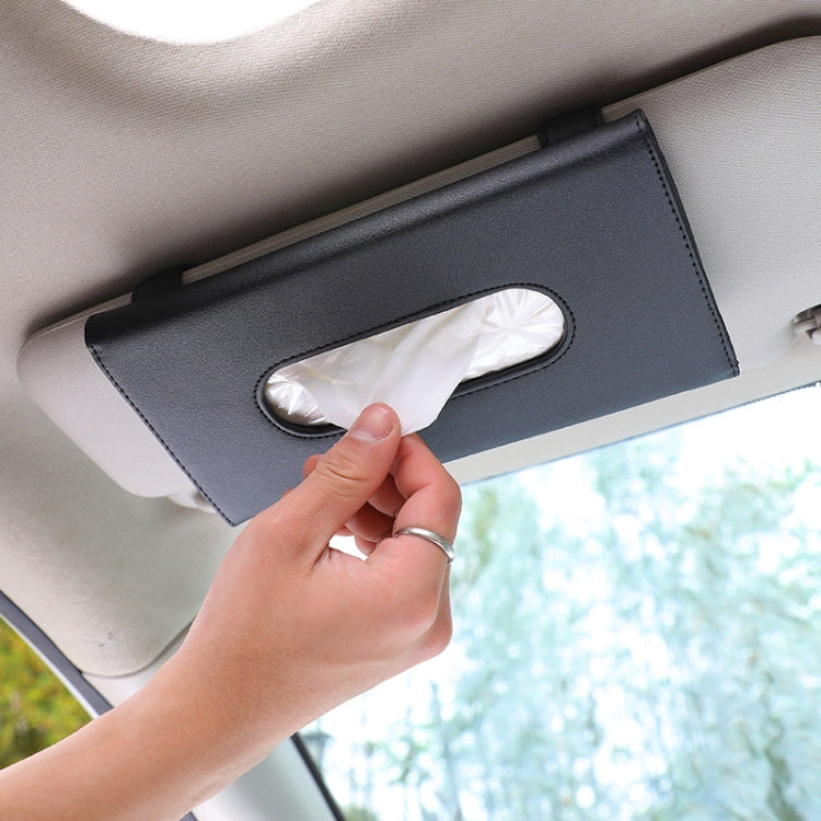 Car Hanging Type Tissue Box Sun Visor Seat Back Sunroof Storage Box(Black With Tissue) by buy2fix