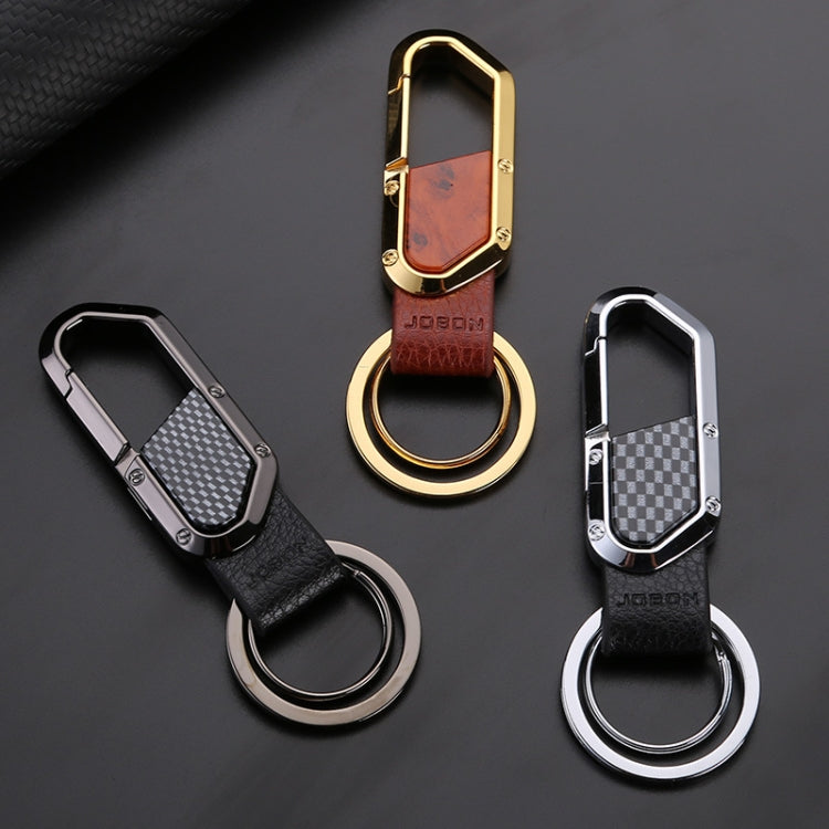 JOBON ZB-106A Business Men Metal Keychain Double Loop Car Pendant Keychain(Brown Chrome) - Key Rings by JOBON | Online Shopping UK | buy2fix