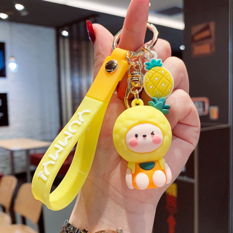 5 PCS Cartoon Animal Fruit Soft Rubber Doll Keychain School Bag Pendant(Pineapple) - Key Rings by buy2fix | Online Shopping UK | buy2fix