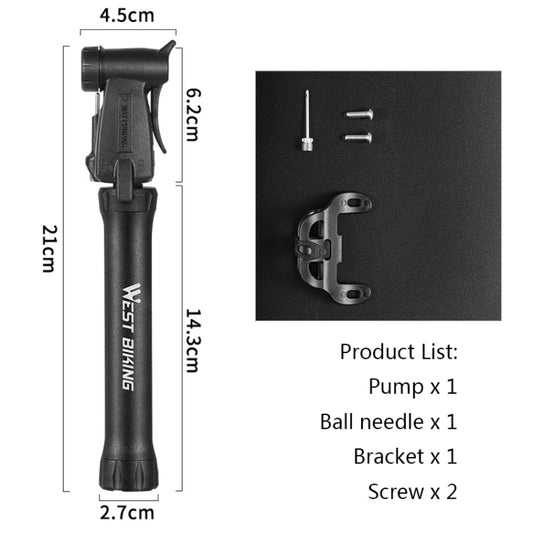 WEST BIKING YP0711115 Bicycle Pump Portable Basketball Mini Pump Equipment(Black) by WEST BIKING