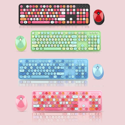 Mofii Sweet Wireless Keyboard And Mouse Set Girls Punk Keyboard Office Set, Colour: Green Mixed Version - Wireless Keyboard by Mofii | Online Shopping UK | buy2fix