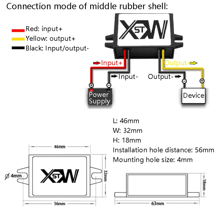 XWST DC 12/24V To 5V Converter Step-Down Vehicle Power Module, Specification: 12/24V To 5V 8A Medium Rubber Shell -  by buy2fix | Online Shopping UK | buy2fix