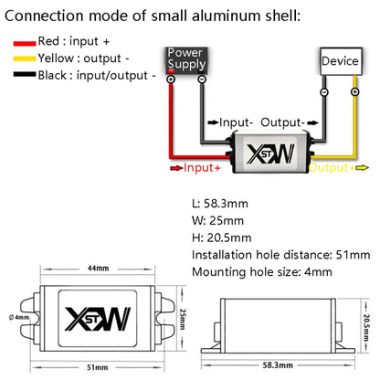 XWST DC 12/24V To 5V Converter Step-Down Vehicle Power Module, Specification: 12V To 5V 6A Small Aluminum Shell -  by buy2fix | Online Shopping UK | buy2fix