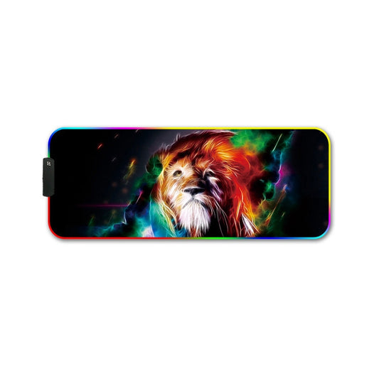 350x900x3mm F-01 Rubber Thermal Transfer RGB Luminous Non-Slip Mouse Pad(Colorful Lion) by buy2fix