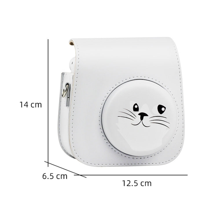 Cartoon Full Body Camera PU Leather Case Bag with Strap for FUJIFILM instax mini 9 / mini 11 / mini 8(Gray Big Eyes Cat) - Camera Accessories by buy2fix | Online Shopping UK | buy2fix