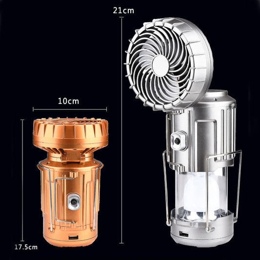 Outdoor Solar Fan Light Camping Light Portable Stretch Switch Horse Lantern, EU Plug, Type: 9399F Silver by buy2fix