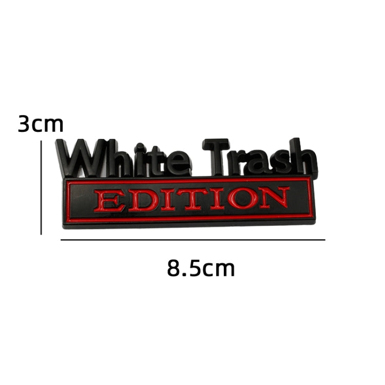 2 PCS Car Metal Modification Standard White Trash Edition Car Label Stickers(Silver Red) - Decorative Sticker by buy2fix | Online Shopping UK | buy2fix