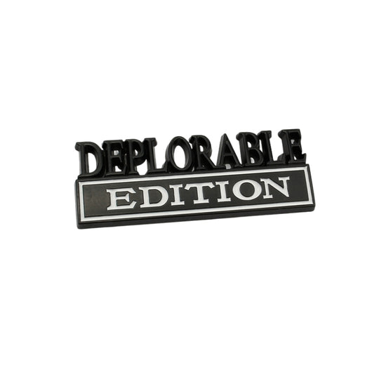 2 PCS Car Modified Metal Car Standard DEPLORABLE Edition Car Stickers(Black White)