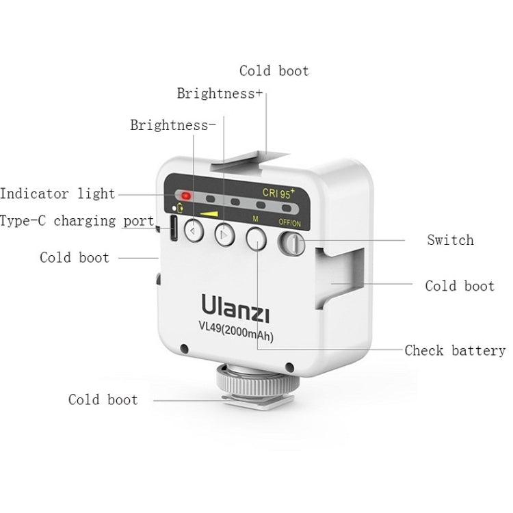 Ulanzi VL49  6W Small LED Video Light 5500K Dimmable Photography Soft Light Vlog Fill Light( White) - Camera Accessories by Ulanzi | Online Shopping UK | buy2fix