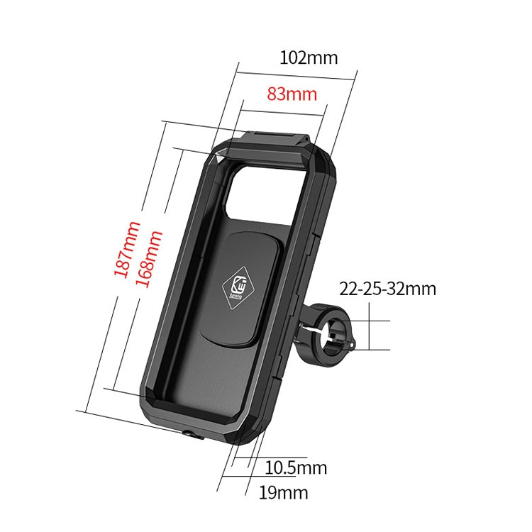 Kewig Bicycle Motorcycle Waterproof Box Mobile Phone Bracket Riding Touch Mobile Phone Fixed Seat(M18L-B1 Large Handlebar Installation) - Holder by buy2fix | Online Shopping UK | buy2fix