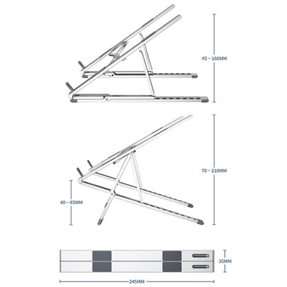 Oatsbasf Z02 Laptop Increasing Cooling Bracket Aluminum Alloy Desktop Adjustable Bracket(Silver) - Computer & Networking by Oatsbasf | Online Shopping UK | buy2fix