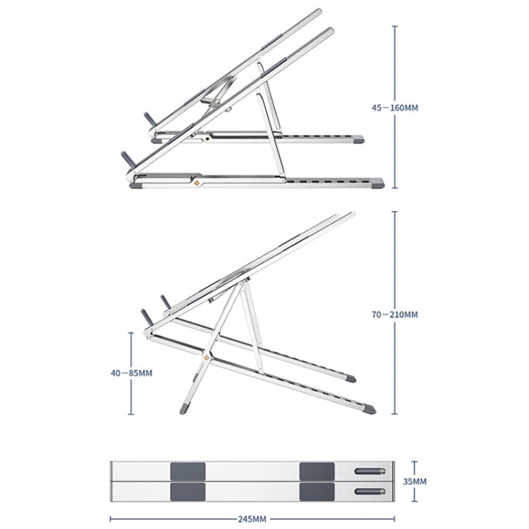 Oatsbasf Z02 Laptop Increasing Cooling Bracket Aluminum Alloy Desktop Adjustable Bracket(Gray) - Computer & Networking by Oatsbasf | Online Shopping UK | buy2fix