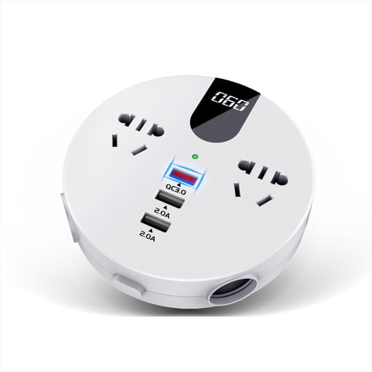 QC3.0 Car 12V 24V To 110V 220V Multi-function Inverter(White Round ) - In Car by buy2fix | Online Shopping UK | buy2fix