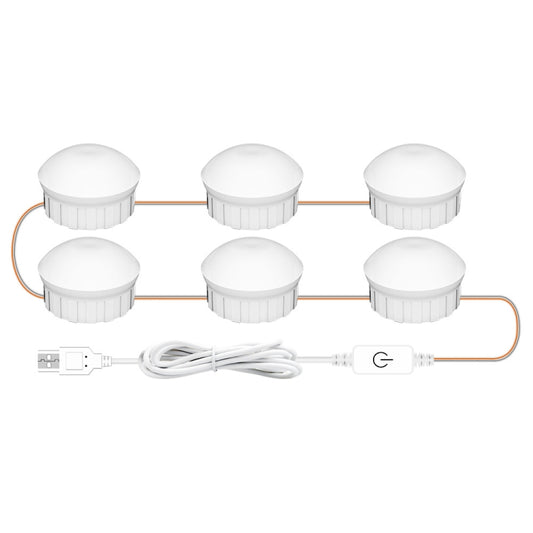 6 LEDs Mirror Front Light Dimmable Makeup Mirror USB Touch Control Light(White Light) by buy2fix