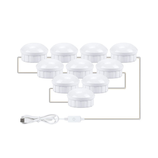10 LEDs Cosmetic Room Bathroom Mirror Front Light USB Three-Color Dimming Light by buy2fix