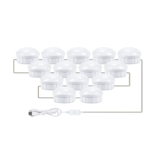 14 LEDs Cosmetic Room Bathroom Mirror Front Light USB Three-Color Dimming Light by buy2fix