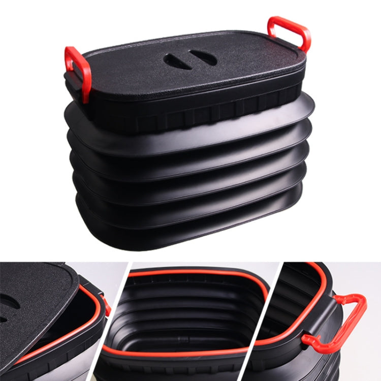 18L Folding Trash Can Telescopic Storage Box Storage Bucket Folding Water Bucket(English Black With Lid) by buy2fix
