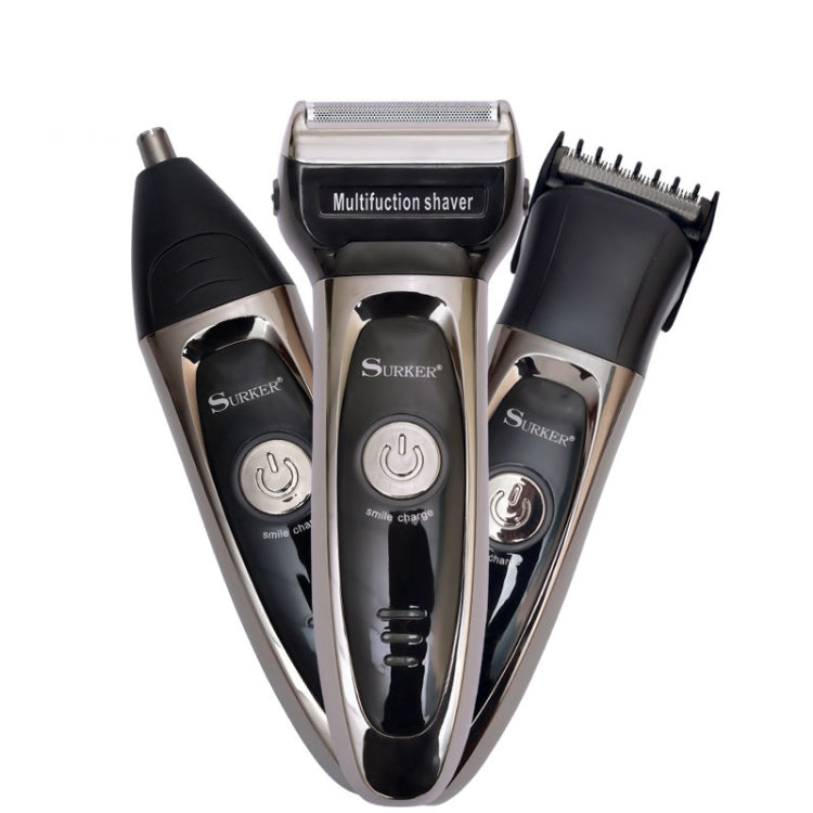 Surker SK-2300 Men 3-in-1 Electric Shaver/Hair Clipper/Nose Hair Clipper Portable Grooming Kit( Black) - Electric Shavers by Surker | Online Shopping UK | buy2fix