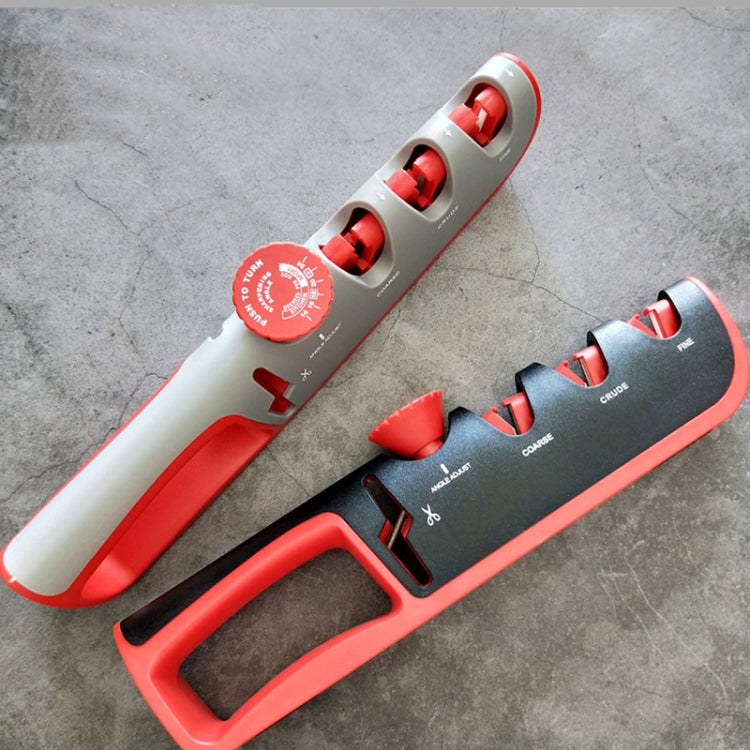 4- In-1 Adjustable Manual Knife Sharpener Multifunctional Knife Sharpener(Black Red) - Home & Garden by buy2fix | Online Shopping UK | buy2fix